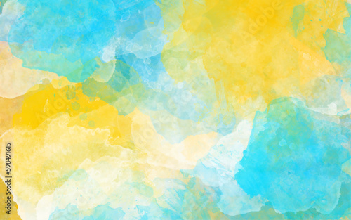 bright Abstract watercolor drawing on a paper image and watercolor bleed and fringe with vibrant distressed grunge texture.