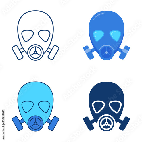 Gas mask icon set in flat and line style