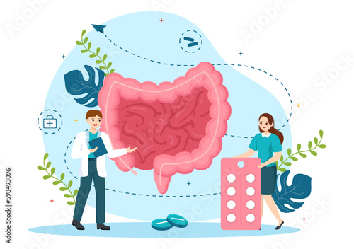 Stomach Health Gastroenterology Vector Illustration with Abdomen Pain and Medical Research for Healthcare in Flat Cartoon Hand Drawn Templates