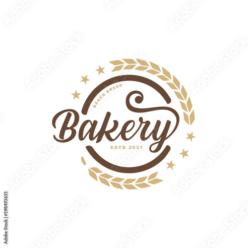 Vintage bakery pastry shop lettering logo design badge