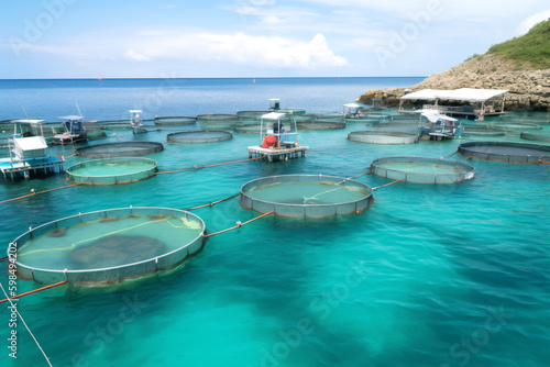 Aqua farms supporting the ecological system. Environment protection. Generative Ai content