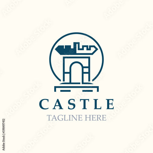 Castle logo graphic template design, Ancient castle vintage vector © arif23