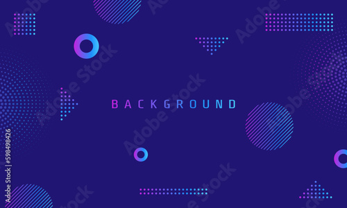Modern dark blue background with gradient memphis element. Vector template design for covers, brochures, web and banner