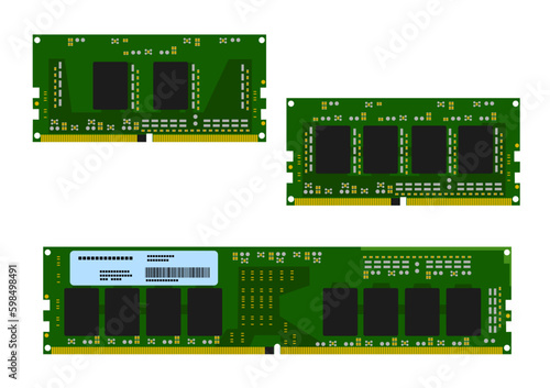 半導体メモリDRAM基板のイラストセット
