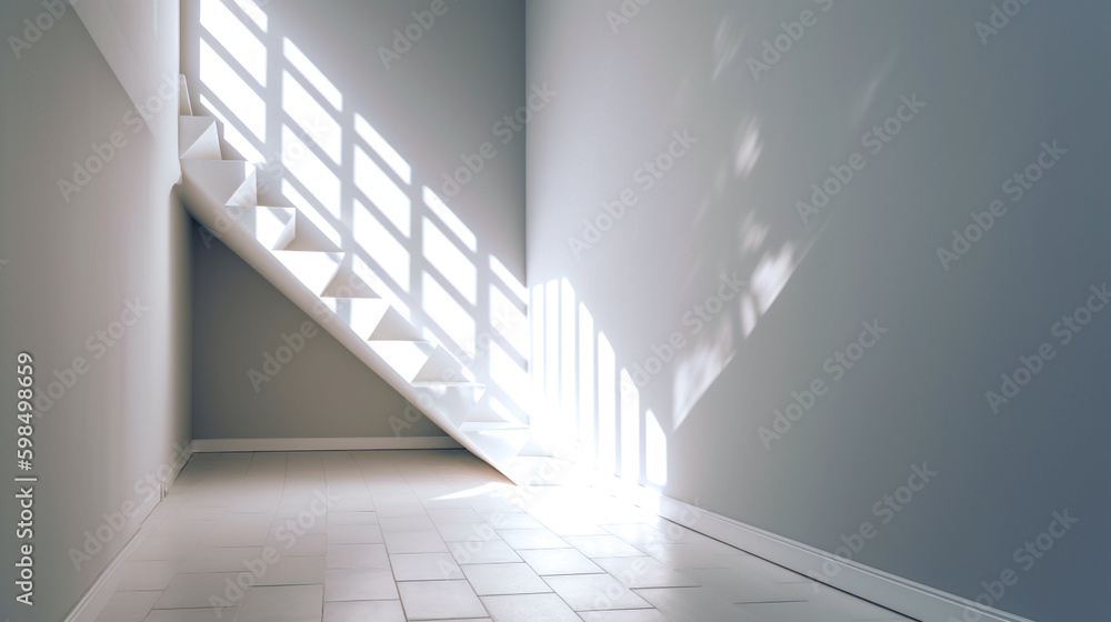 Fototapeta premium 白い空間に射し込む太陽の光 Generative AI