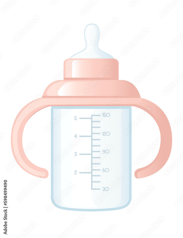 Plastic feeding baby bottle milk transparent bottle vector illustration isolated on white background Plastic feeding baby bottle milk transparent bottle vector illustration isolated on white background