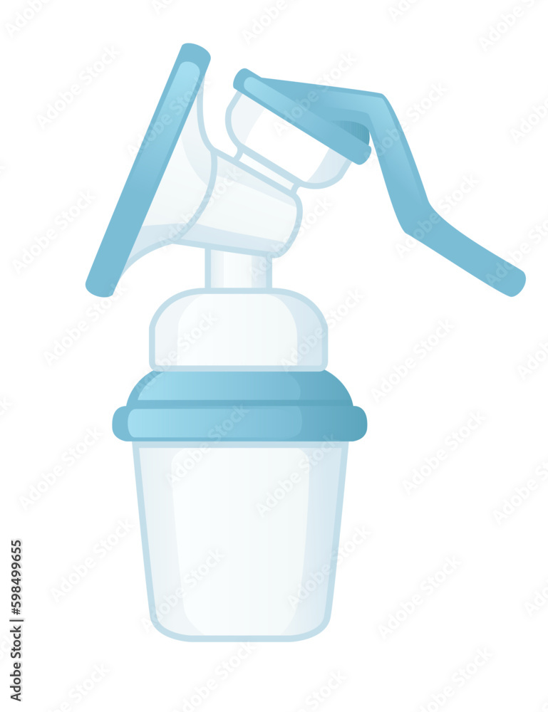 Transparent plastic breast pump vector illustration isolated on white background Transparent plastic breast pump vector illustration isolated on white background