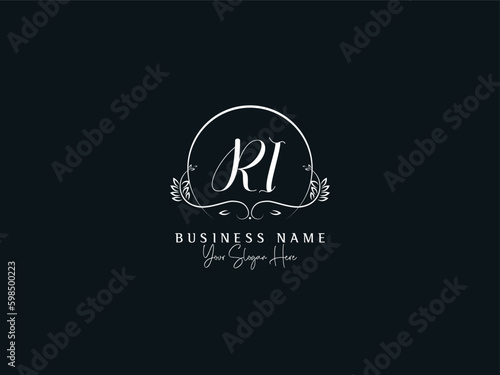 Alphabet RI r&i Feminine Business Logo, Minimal Ri ir Unique Signature Letter Logo
