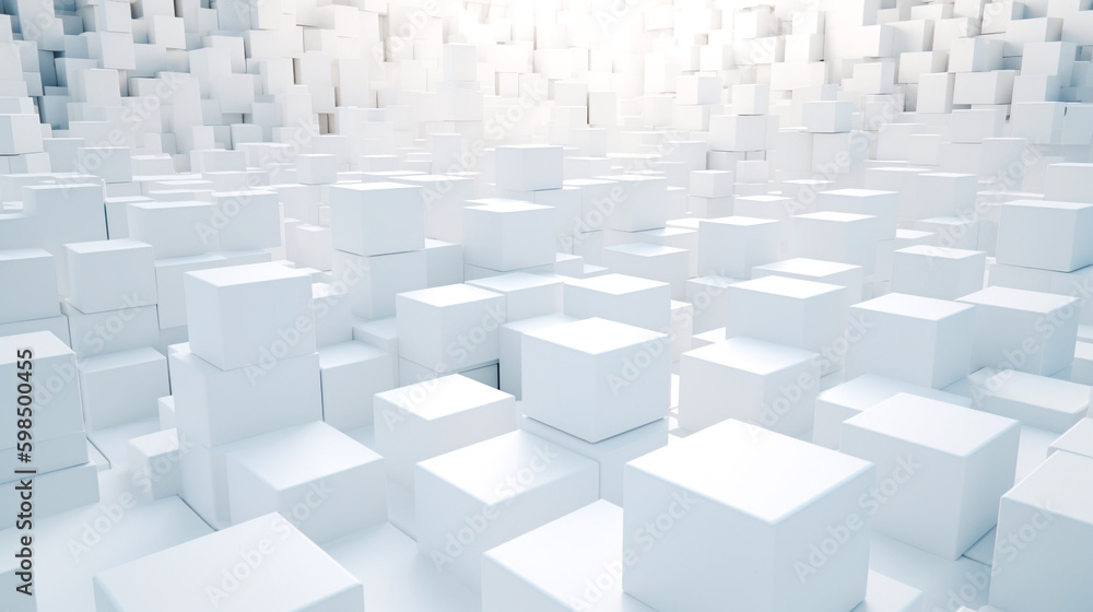 大量の白いキューブの部屋 Generative AI 大量の白いキューブの部屋 Generative AI