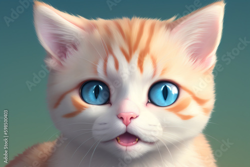 Cute and beautiful cat portrait  Generative AI