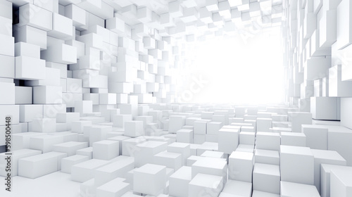 大量の白いキューブの部屋 Generative AI © AYANO