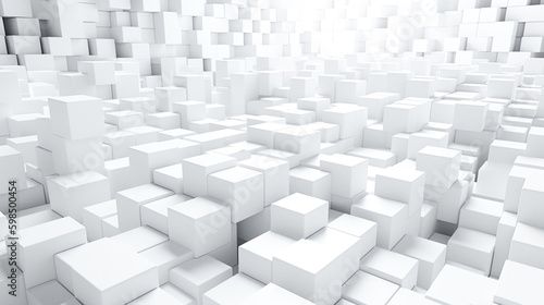 大量の白いキューブの部屋 Generative AI