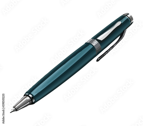 Blue ballpoint pen with metal nib signature Generative AI