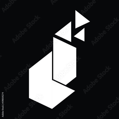 Alphabet D initial letter logo abstract vector template