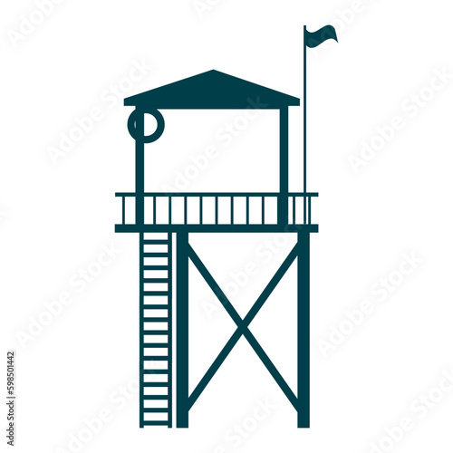 Lifeguard Tower icon. Station beach building illustration