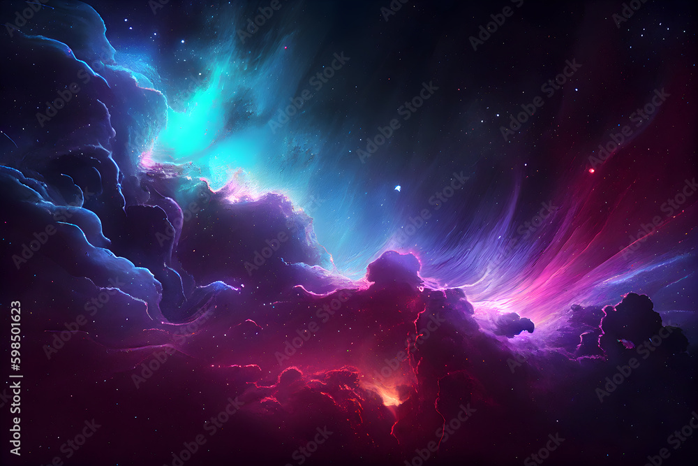 abstract space background with stars and nebula. AI Generative