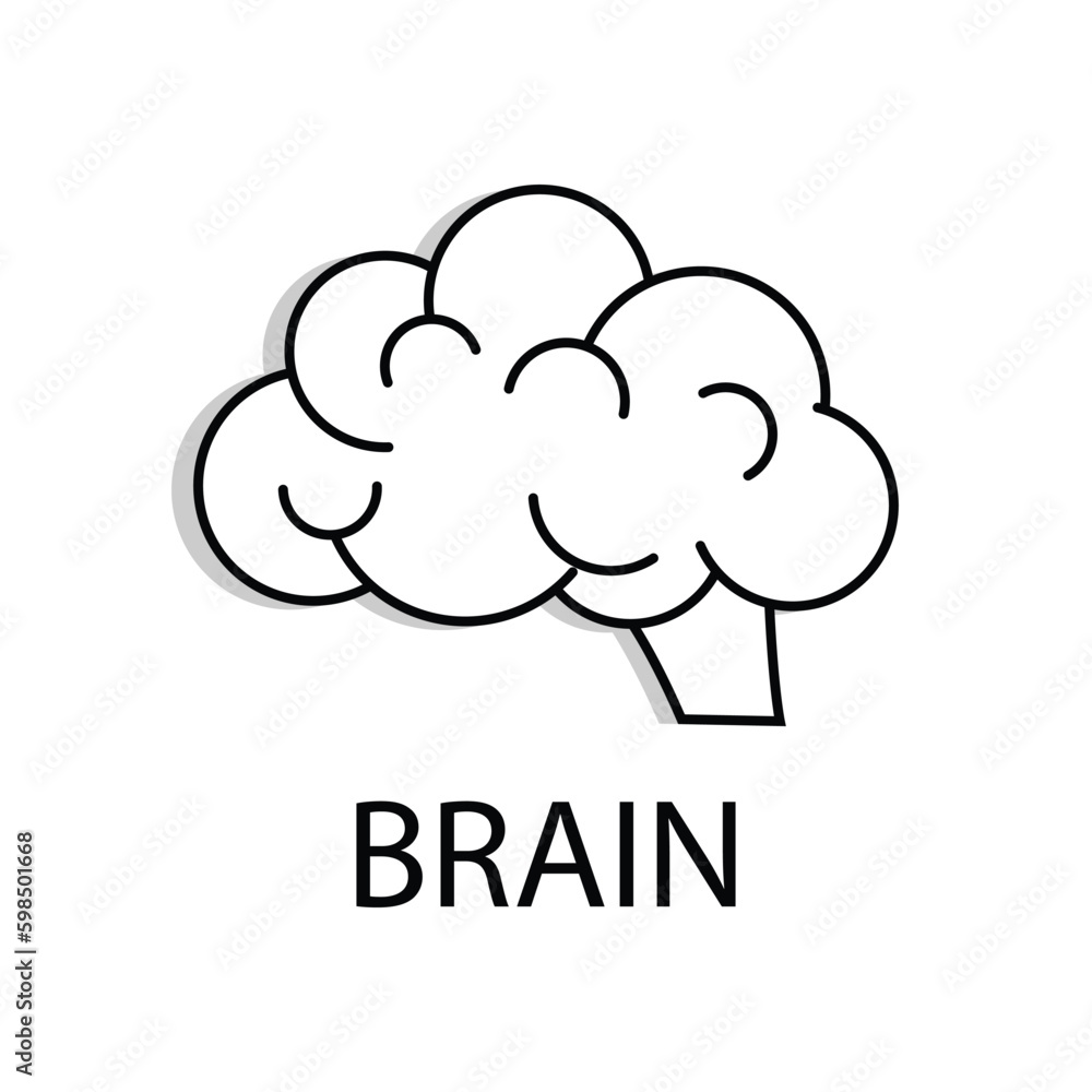 Outline brain vector icon for web design on white background. Outline brain vector icon for web design on white background.