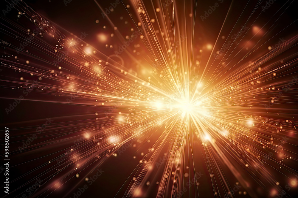 Fototapeta premium Abstract light rays effect with dots and sparks