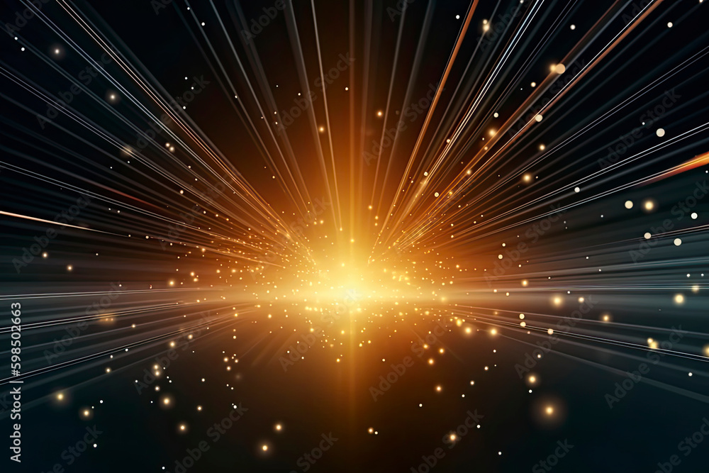 Fototapeta premium Abstract light rays effect with dots and sparks