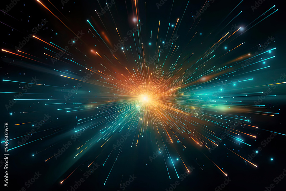 Fototapeta premium Abstract light rays effect with dots and sparks