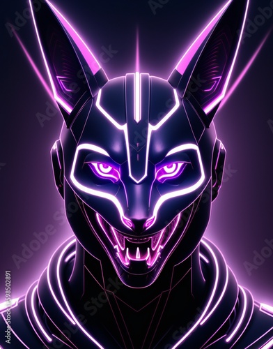cyberpunk animal, neon cybo...