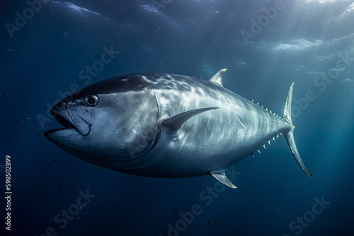 Atlantic bluefin tuna swimming underwater © surassawadee