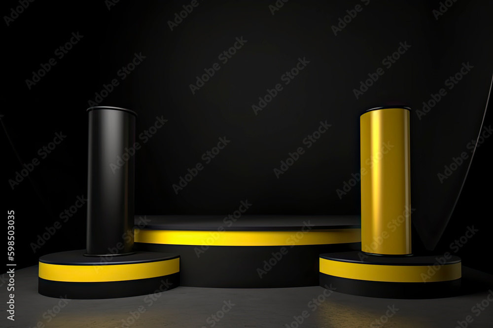 Black and yellow podium background Black and yellow podium background