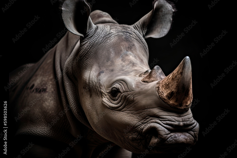 Endangered Species. Rhino portrait