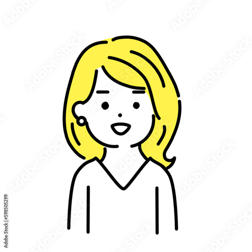 かわいい人物のイラストシリーズ。女性のオフィスワーカー。笑顔。　