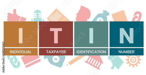 ITIN - Individual Taxpayer Identification Number acronym. business concept background. vector illustration concept with keywords and icons. lettering illustration with icons for web banner, flyer