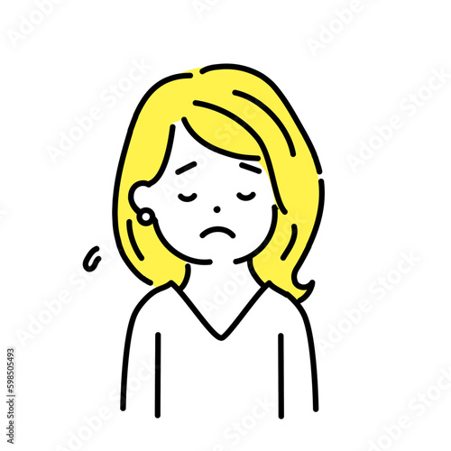 かわいい人物のイラストシリーズ。女性のオフィスワーカー。落ち込む。　