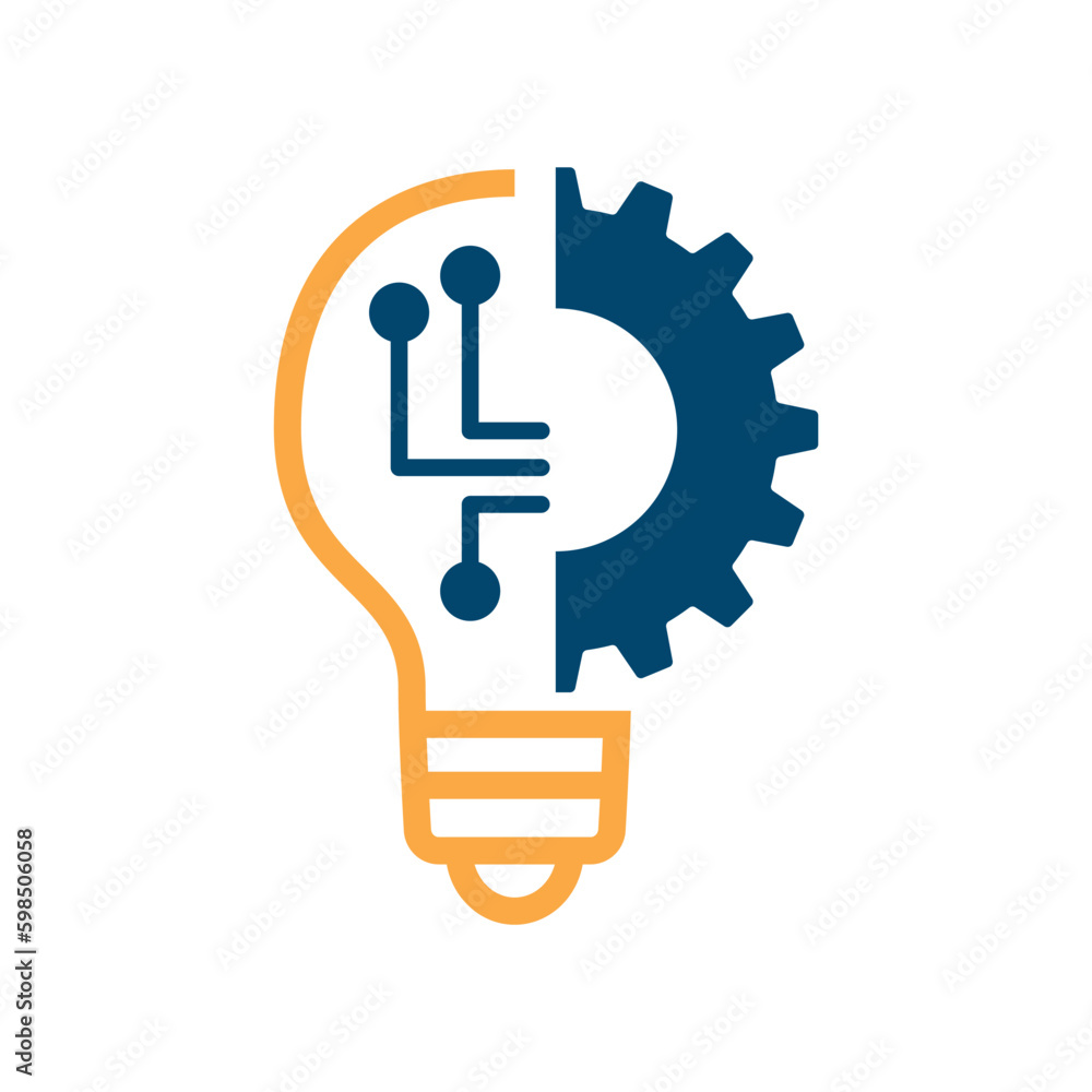 Light Bulb Idea with Gears and Circuit Board Inside Isolated Vector Icon Light Bulb Idea with Gears and Circuit Board Inside Isolated Vector Icon