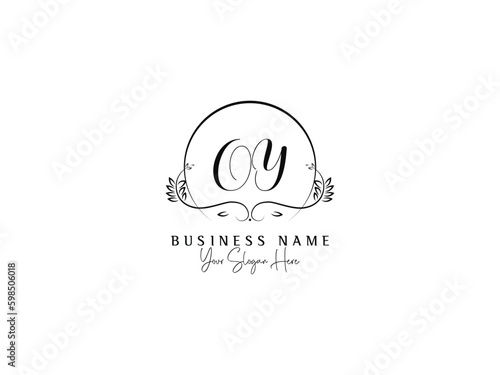 Minimalist Signature OY Feminine Logo, Luxury Oy yo Minimal Business Logo Vector