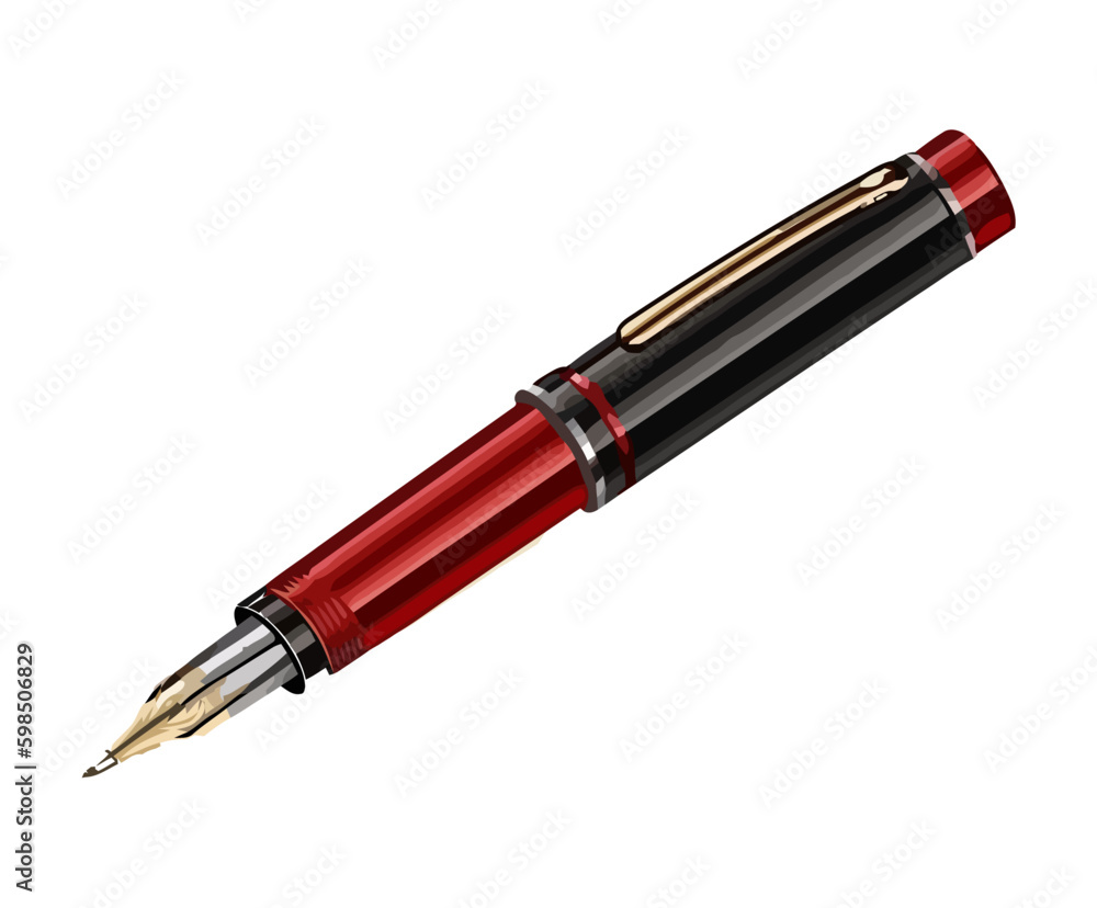 Shiny metal pen on blank background Generative AI Shiny metal pen on blank background Generative AI