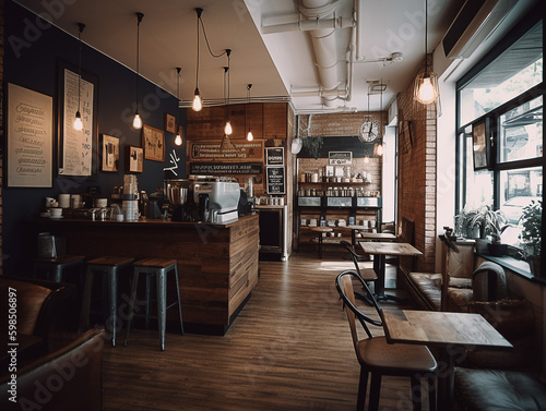 Generative Ai: Interior of Coffee Shop © MASHKA