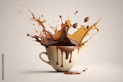 Coffee cup with a clean design and coffee splash