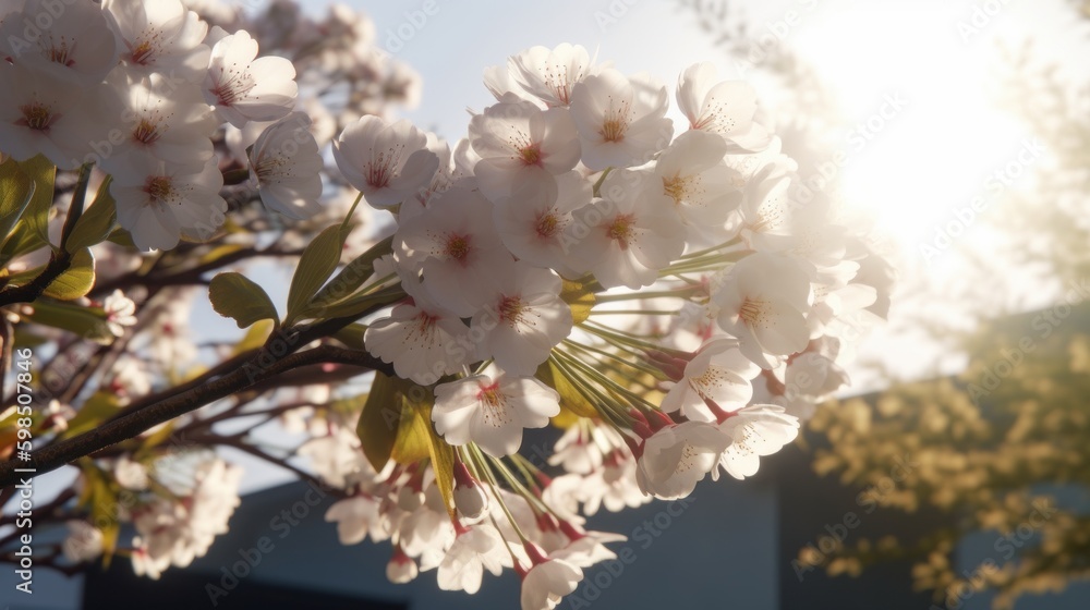 cherry blossom branch in spring, generative ai cherry blossom branch in spring, generative ai