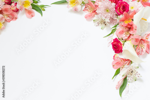 alstroemeria flowers on white background