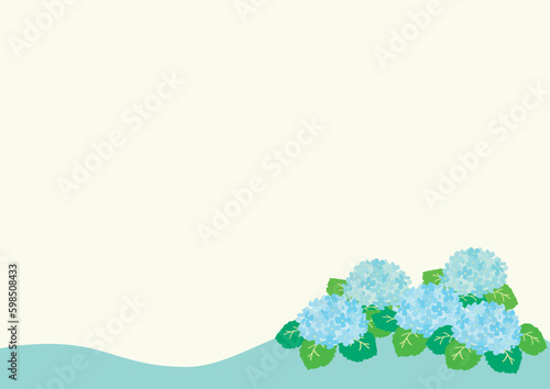 水色の紫陽花がかわいい背景用ベクターイラスト