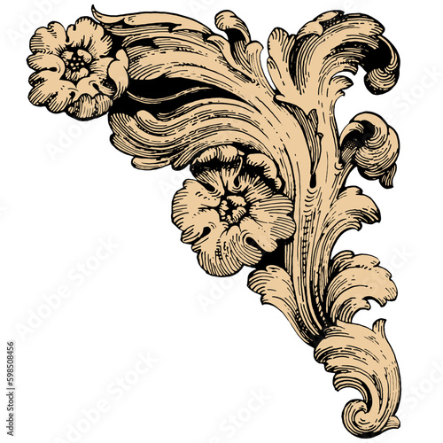 Vector baroque of vintage elements for design. Baroque Scroll as Element of Ornament and Graphic Design with Spirals and Rolling Circle Motif Vector