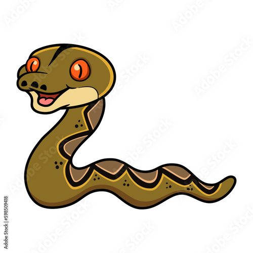 Cute happy reticulatus python cartoon 
