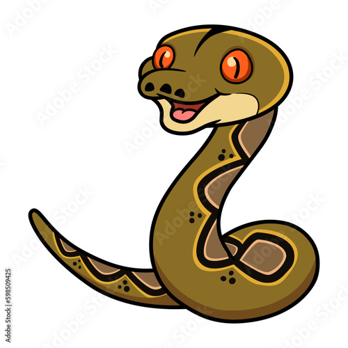 Cute happy reticulatus python cartoon 
