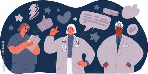 Cartoon vector illustration of online doctor together concept