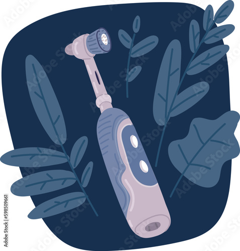 Cartoon vector illustration of dental cartoon, electric toothbrush with toothpaste for brushing teeth