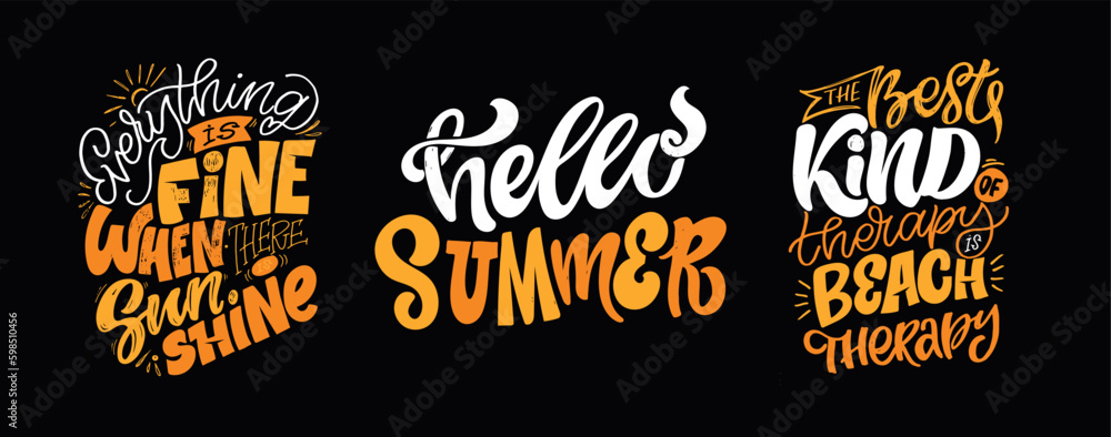 Cute hand drawn doodle lettering about summer. Lettering for tee, mug print, postcard.