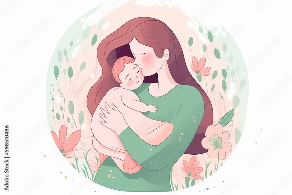 happy mothers day vector, beautiful mother and daughter character hand drawn chibi cartoon art illustration, parent and child with white background, parent and child, mother and baby, Generative AI happy mothers day vector, beautiful mother and daughter character hand drawn chibi cartoon art illustration, parent and child with white background, parent and child, mother and baby, Generative AI