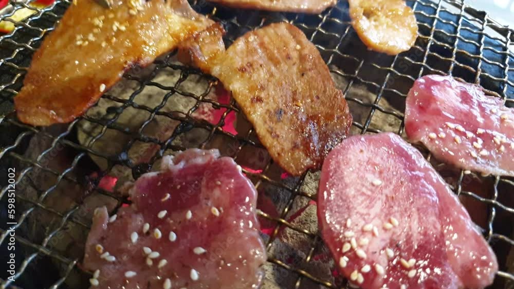 Japanese beef yakiniku coal grill brisket pork and beef tongue gyutan