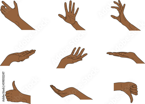 9 black hand gesture vector line simple illustration 
