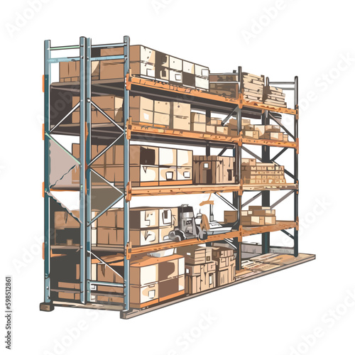 Stacked crates in warehouse await freight transportation Generative AI
