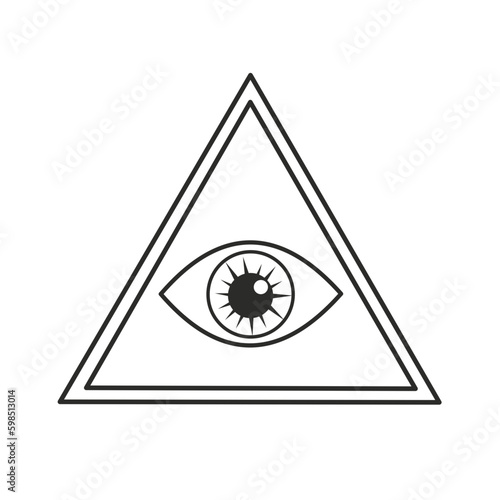 third eye spiritual symbol triangle black isolated vector